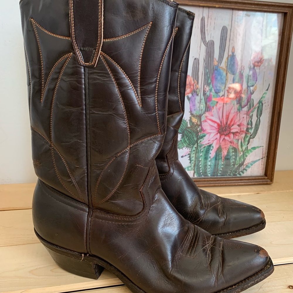Vintage Boulet Women’s Western Leather Cowboy Boots--Made in Canada-Longhorn